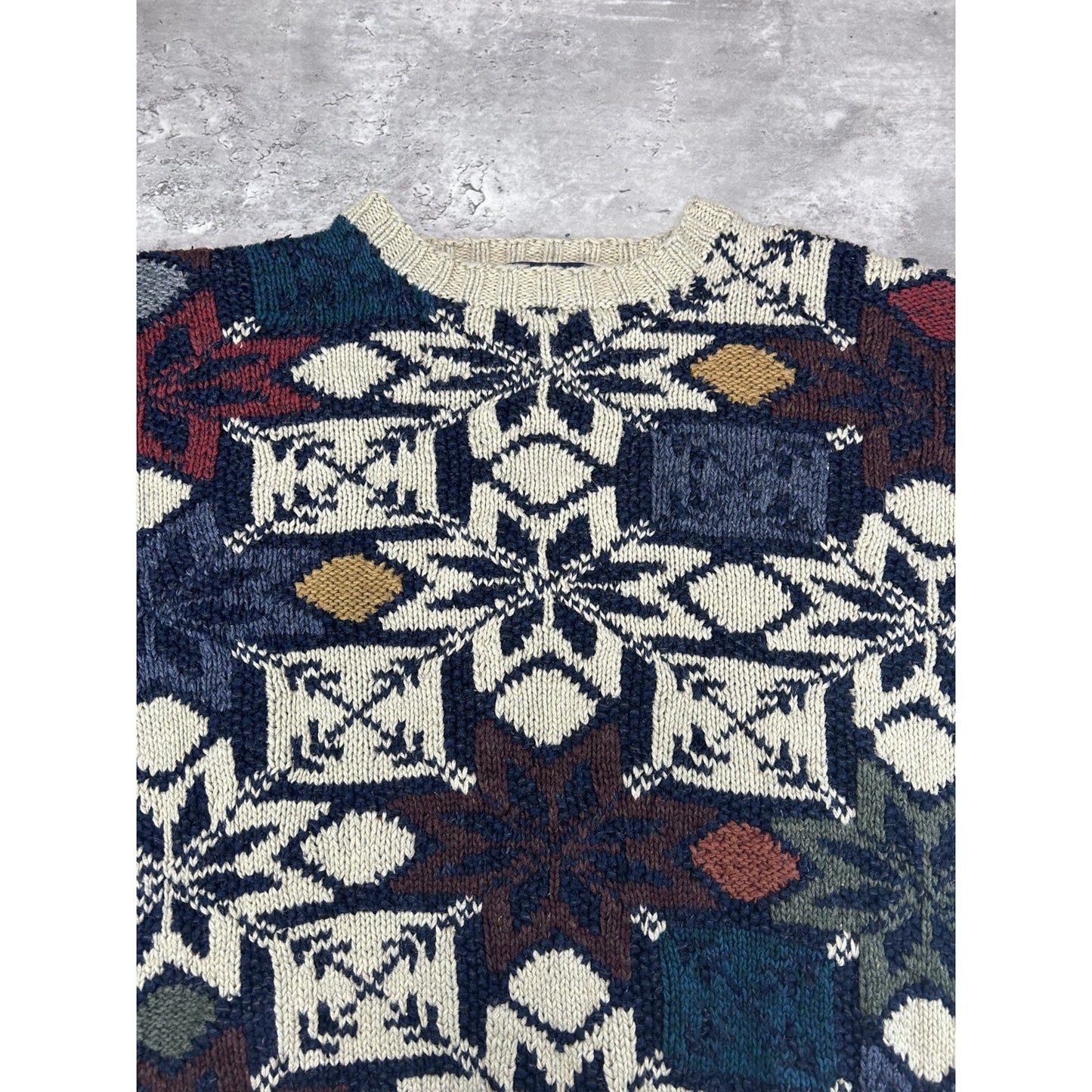 Vintage 90s Northern Isles Snowflake Print Ribbed Pullover Knit Sweater Sz Large