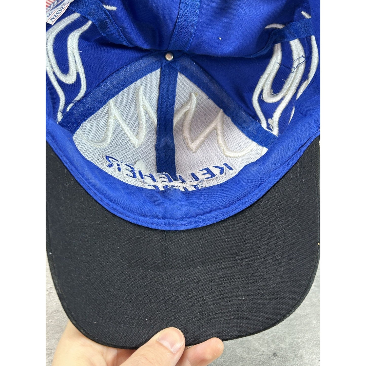 Vintage Kelleher Tire Flame Embroidered Racing Strapback Hat OSFA