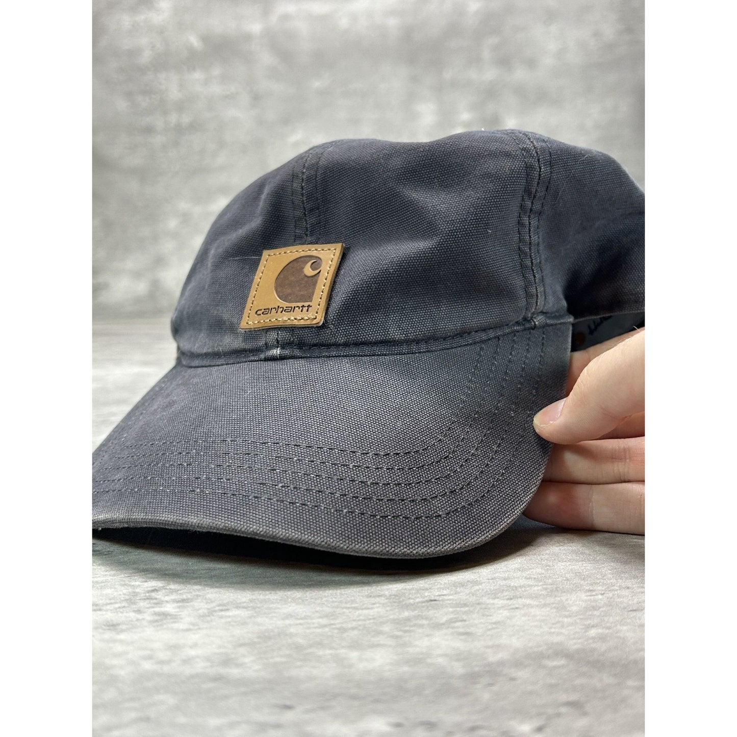 Vintage Carhartt Embroidered Patch Workwear Strapback Hat OSFA Gray