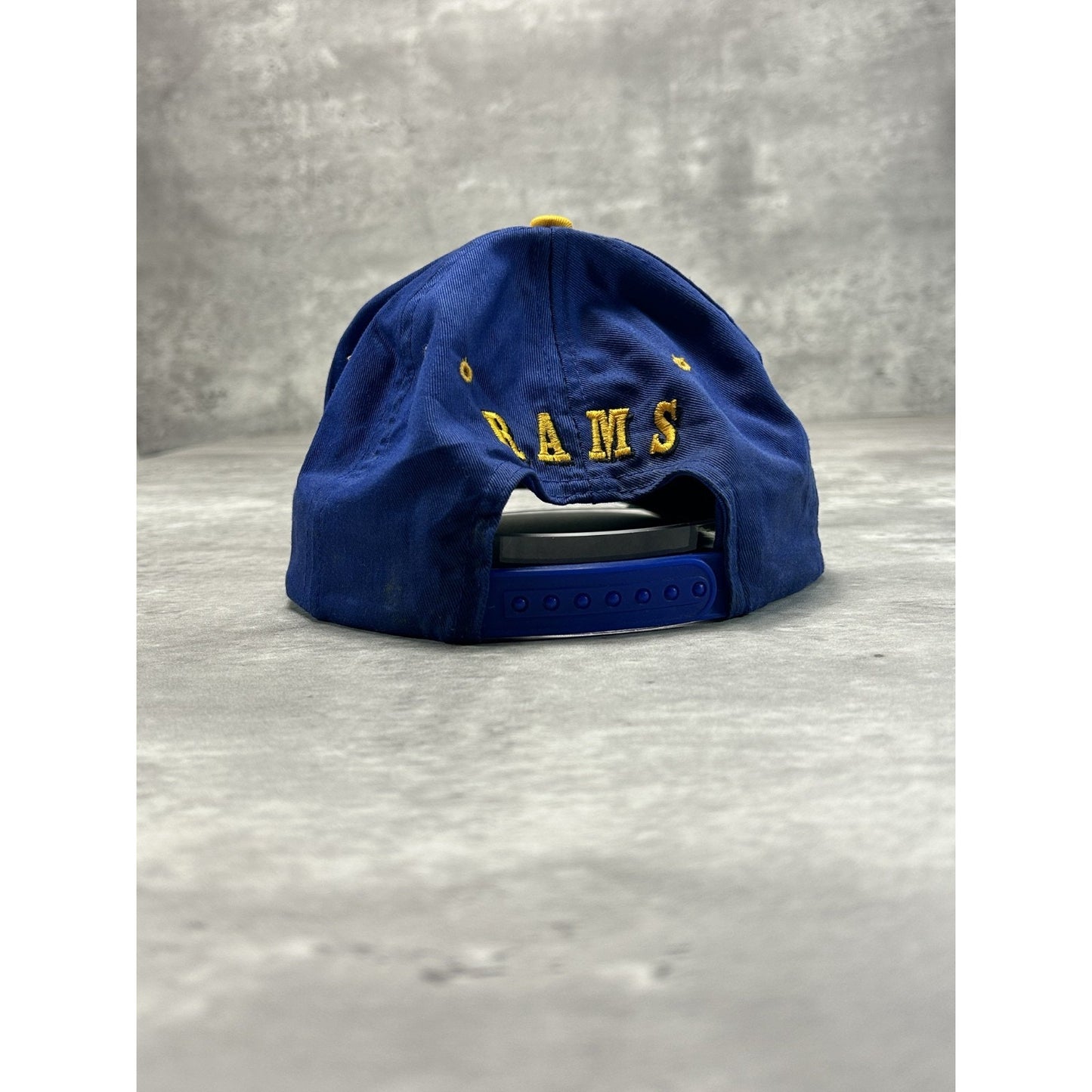 Vintage 90s St Louis Rams NFL Embroidered Spellout Snapback Hat OSFA