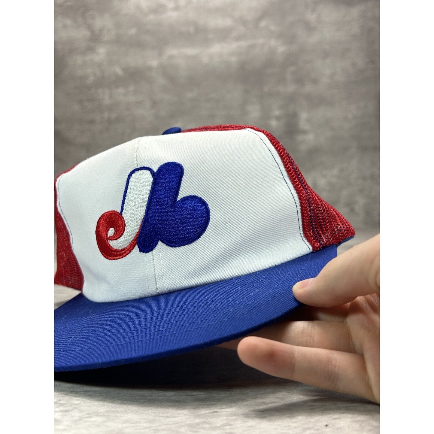 Vintage 80s Montreal Expos MLB Embroidered Logo Trucker Snapback Hat OSFA