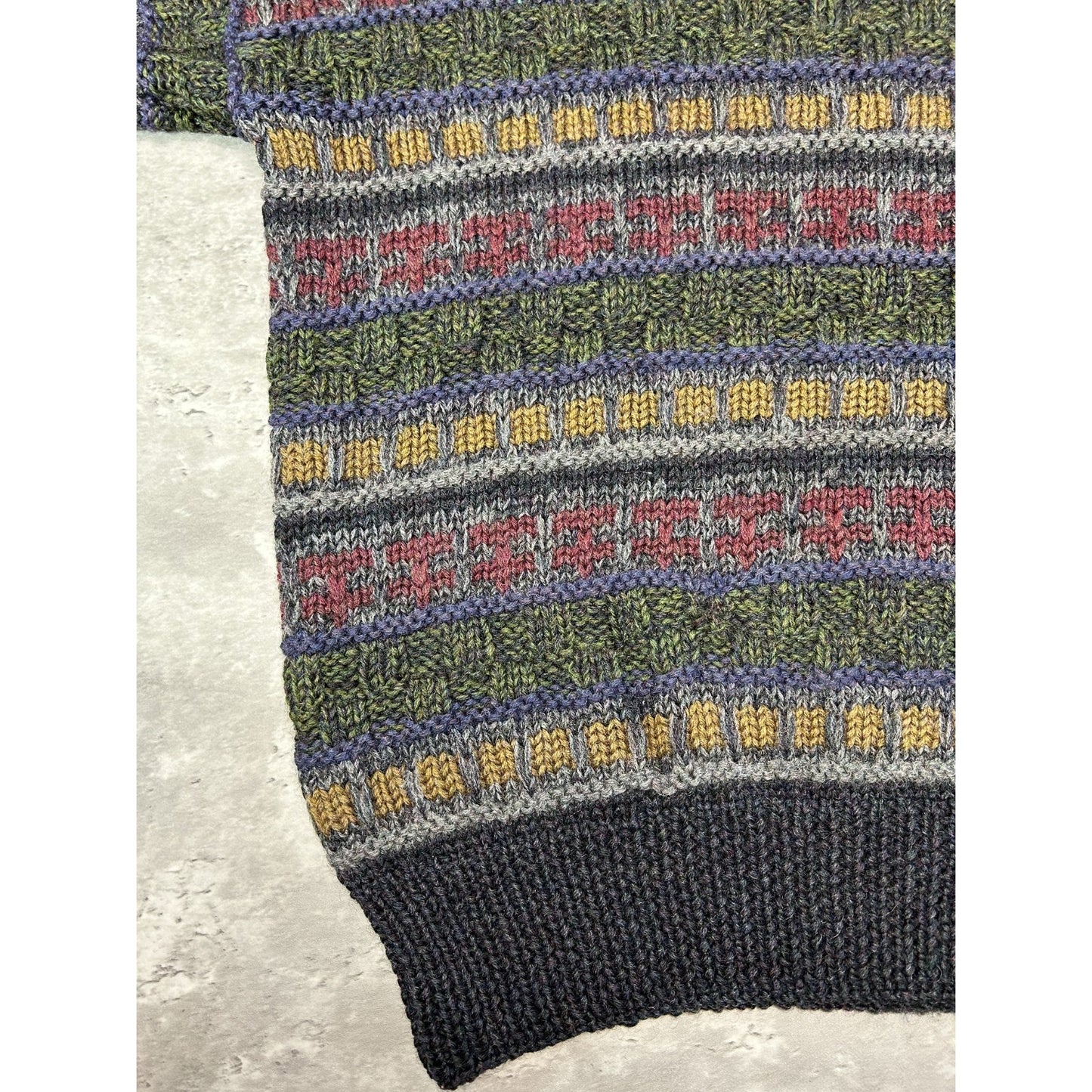 Vintage 90s Boston Traders Striped Print Pullover 100% Wool Knit Sweater Sz Med