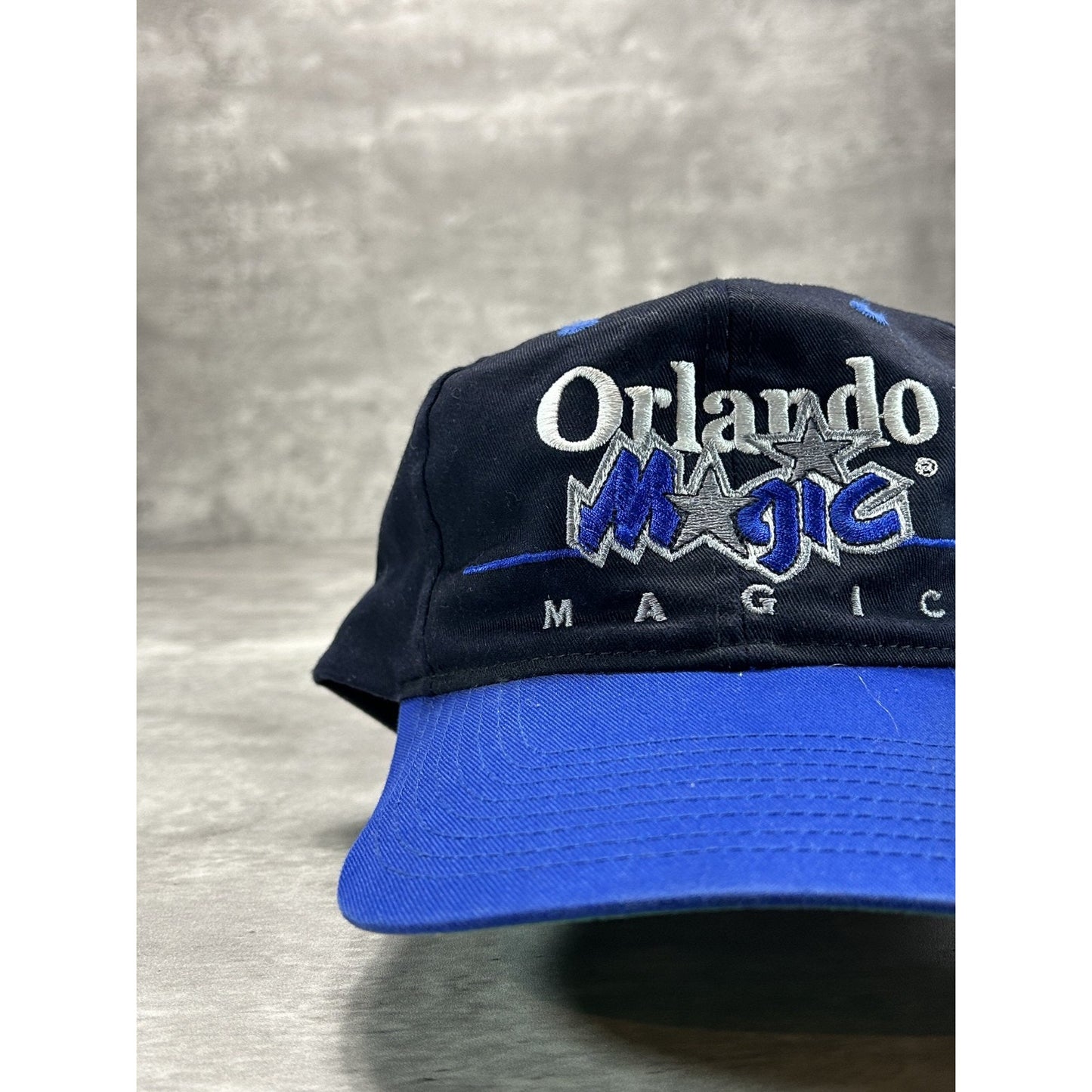 Vintage 90s Orlando Magic NBA Embroidered Spellout Basketball Snapback Hat OSFA