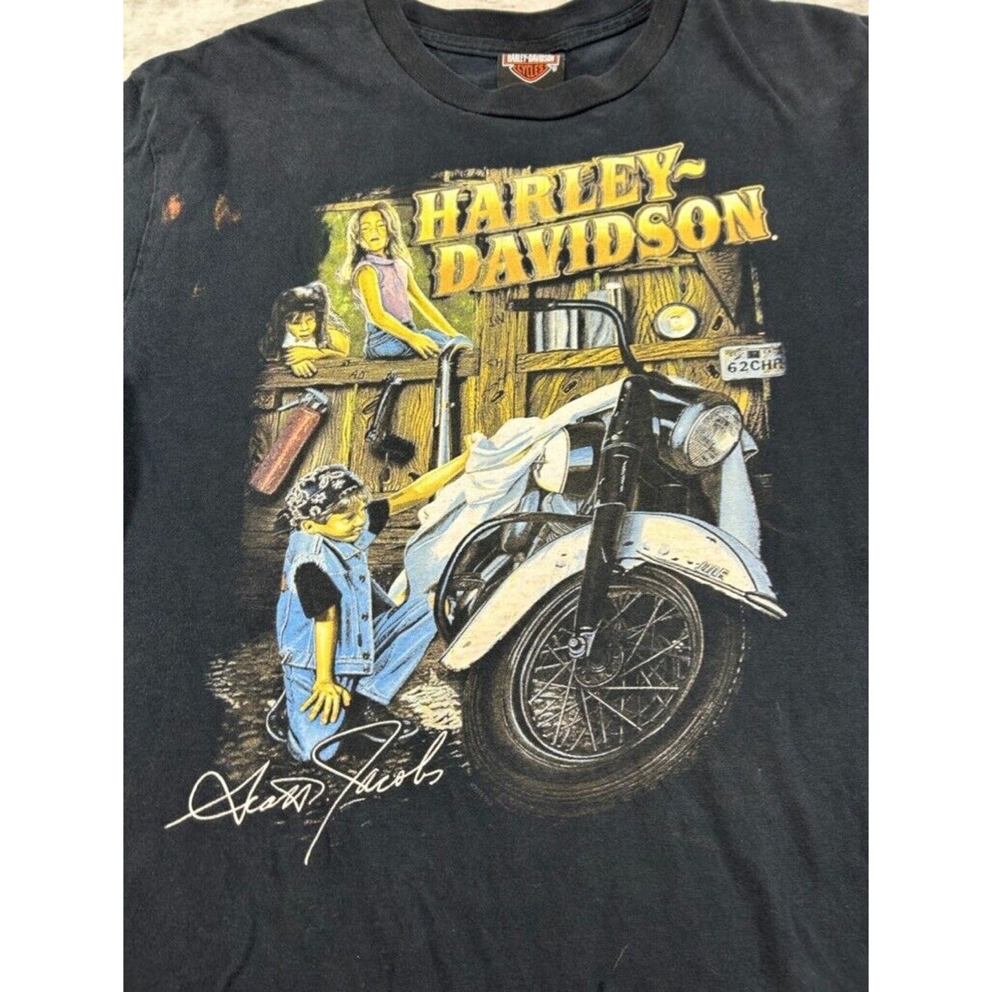 Harley Davidson Motorcycles Scott Jacobs Graphic T-Shirt Size Large Black
