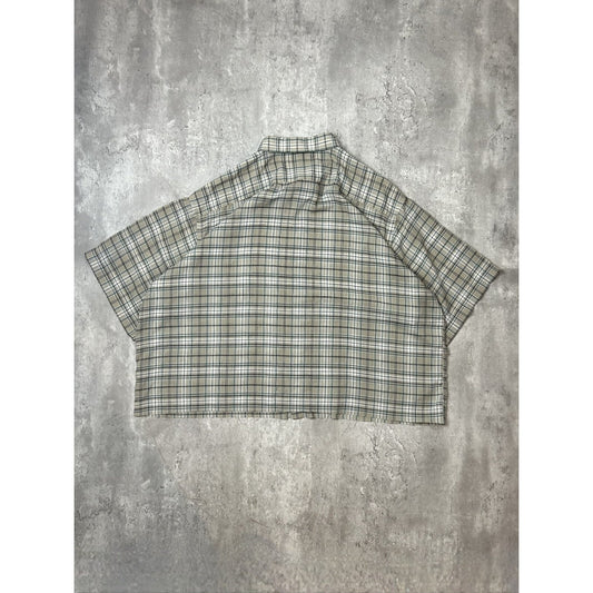 Vintage Arrow Tournament Plaid Reworked Cropped Button Up Shirt Size XXL