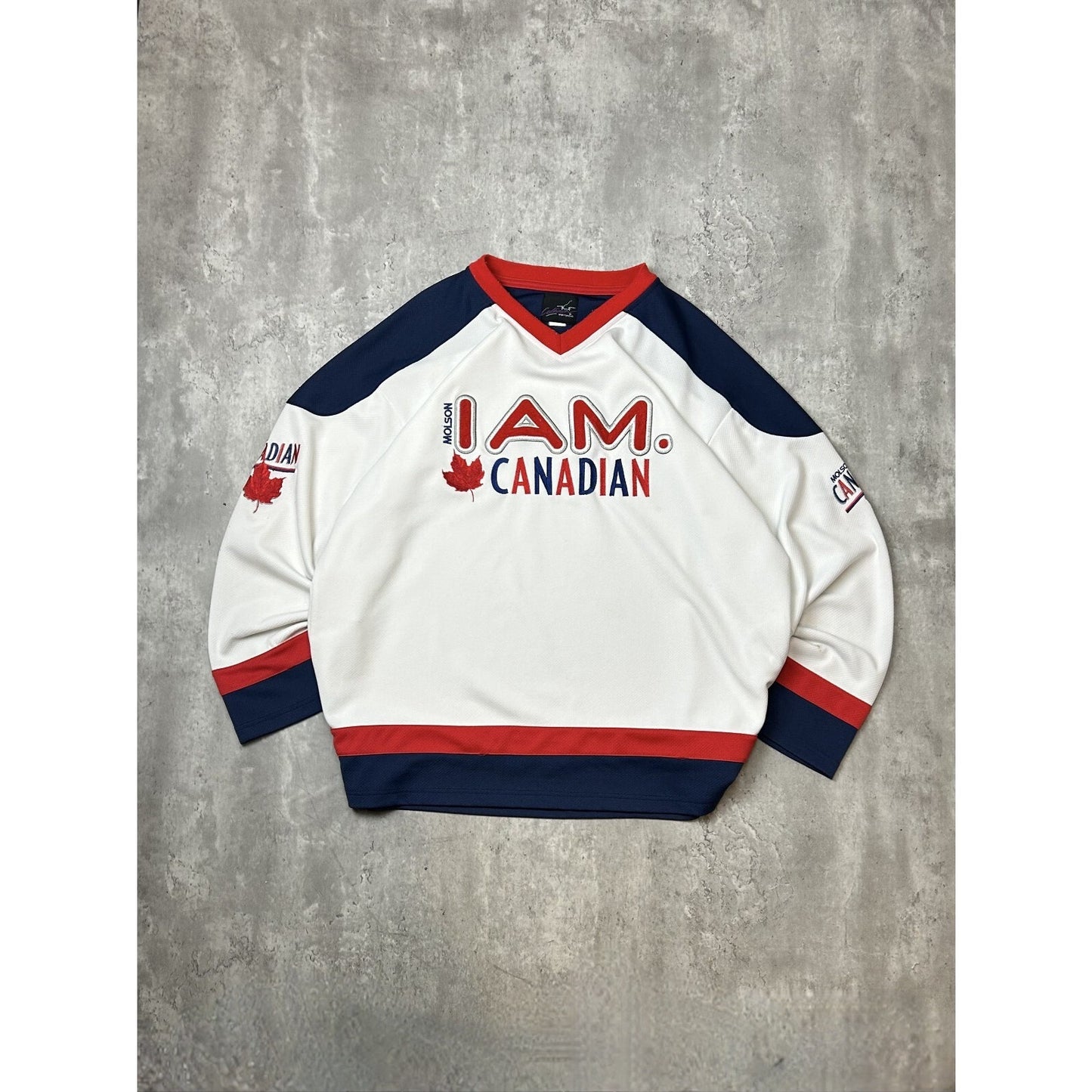 Vintage Molson I Am Canadian Beer Promo Hockey Jersey Size 2XL White