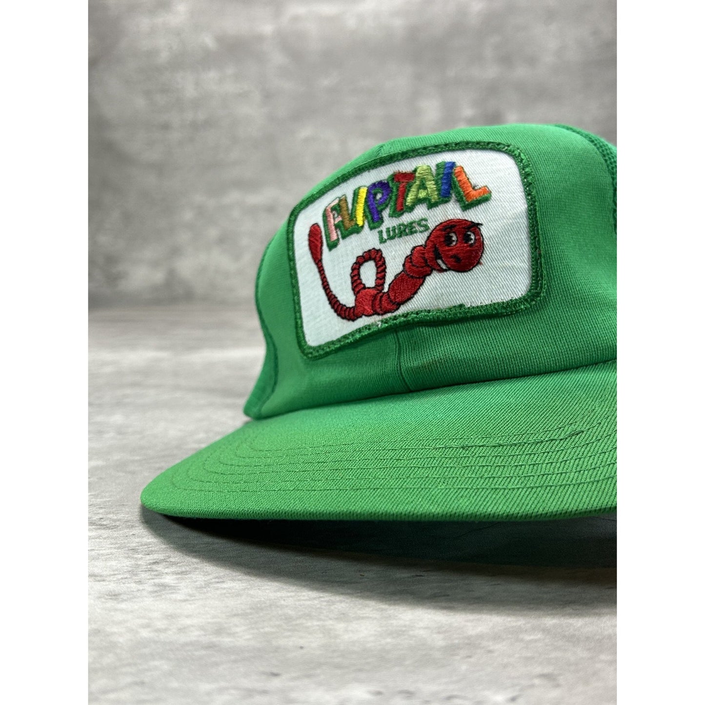 VTG 80s/90s Fliptail Lures Fishing Embroidered Patch Trucker Snapback Hat OSFA