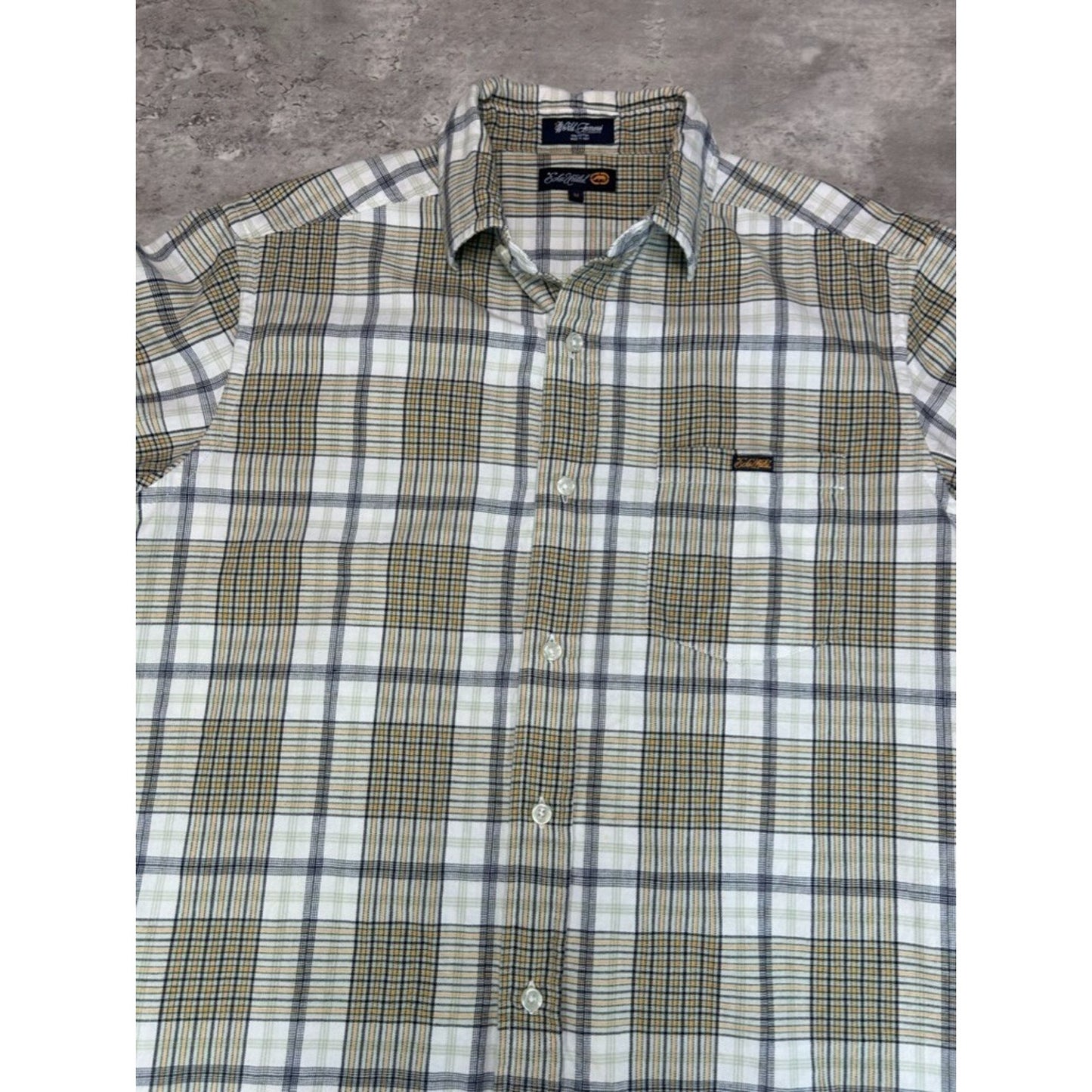 Vintage Y2K Ecko Unltd Plaid Single Pocket Short Sleeve Button Up Shirt Medium