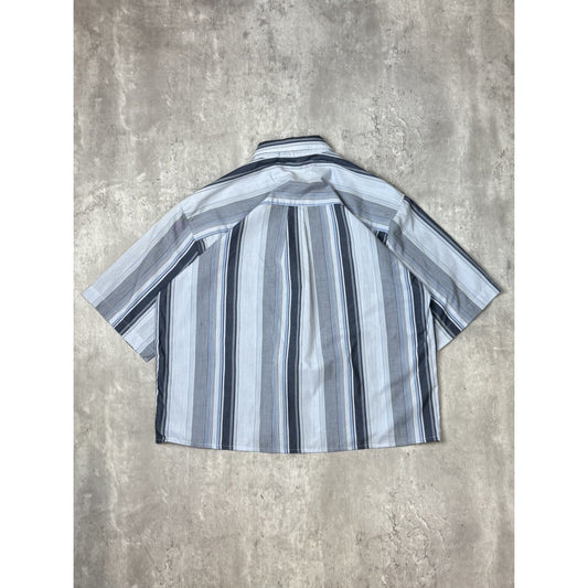 Vintage 90s Puritan Striped Print Reworked Cropped Button Up Shirt Size Medium