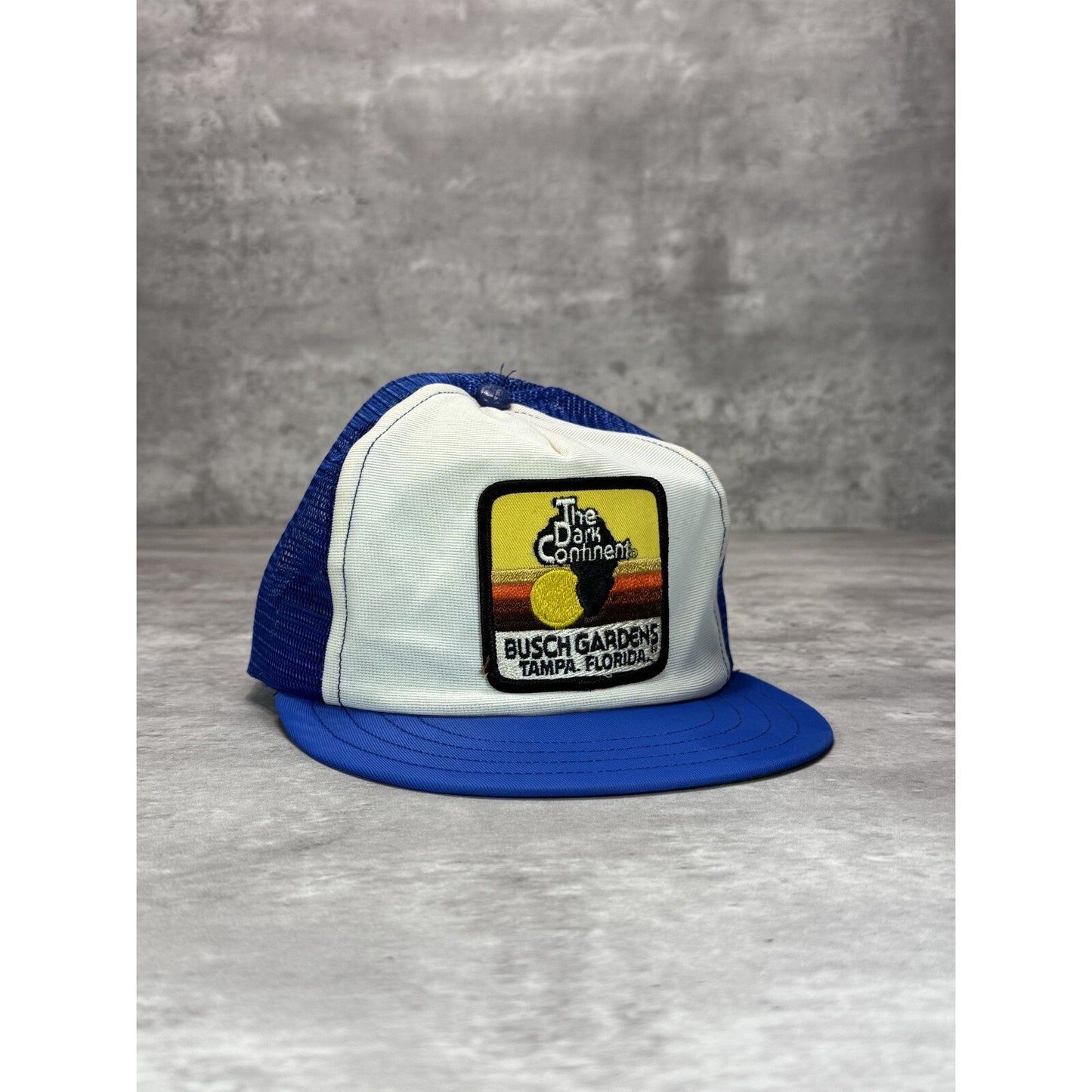 VTG 1980s Busch Gardens Embroidered Patch Destination Trucker Snapback Hat OSFA