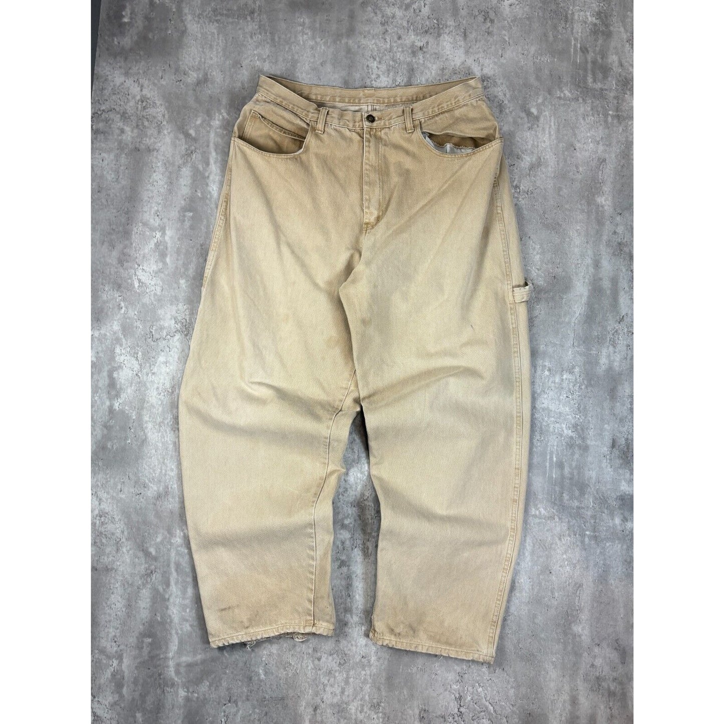 Vintage Canvas Workwear Carpenter Pants Size 37 Beige