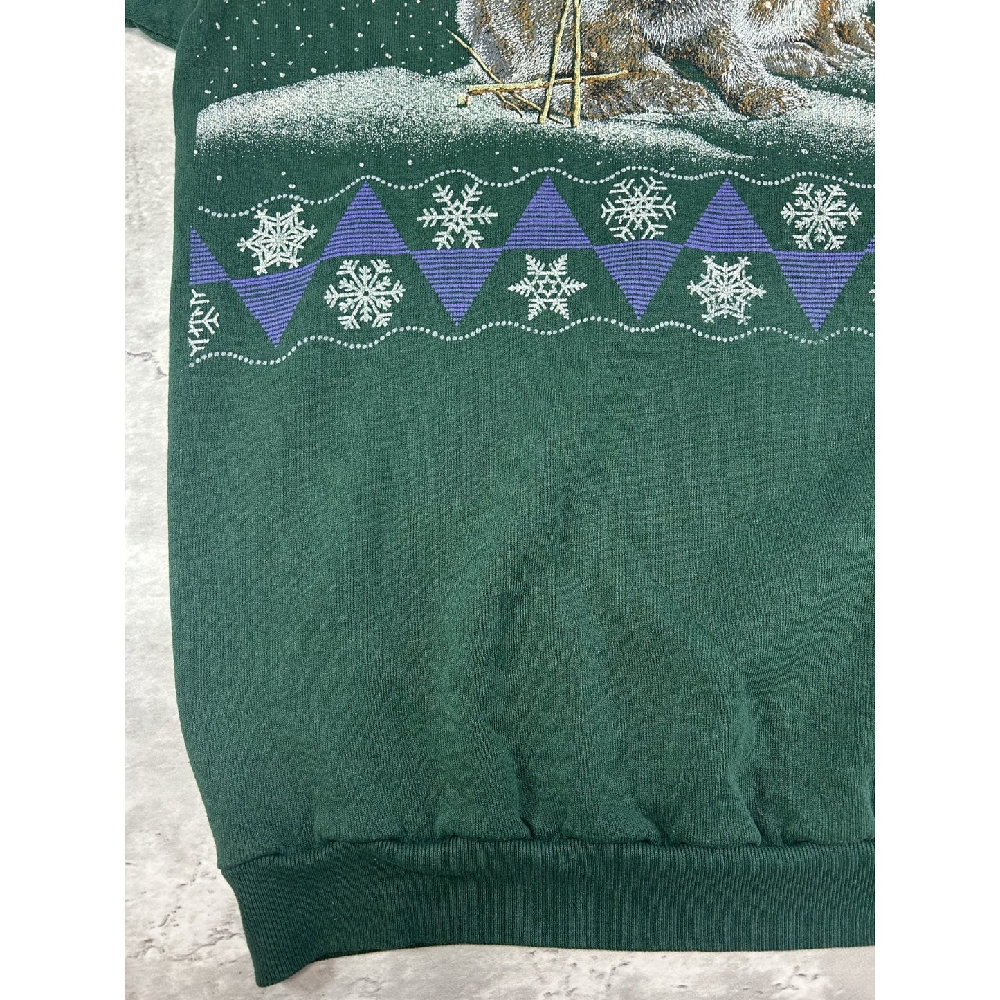 VTG 1994 Bunny Winter Wildlife Nature All Over Print Turtle Neck Sweatshirt XL