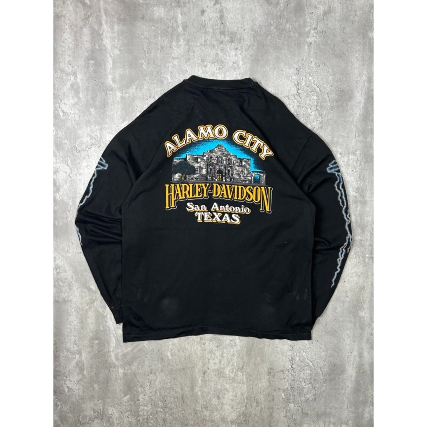 Vintage 2002 Harley Davidson Motorcycles Lightning Long Sleeve T-Shirt XL Black