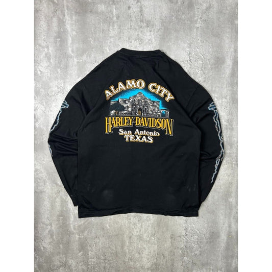 Vintage 2002 Harley Davidson Motorcycles Lightning Long Sleeve T-Shirt XL Black