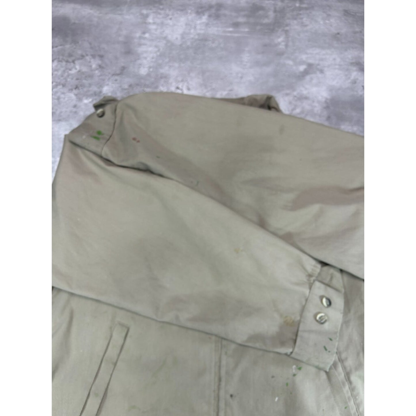 1970s English Squire Paint Splattered Full Zip Ricky Jacket Size Large Beige