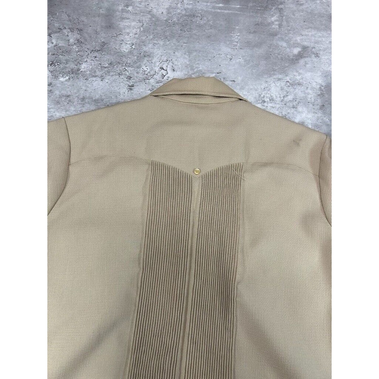 Vintage 1970s Cal Jac Double Pocket Striped Button Up Shirt Size Medium Beige