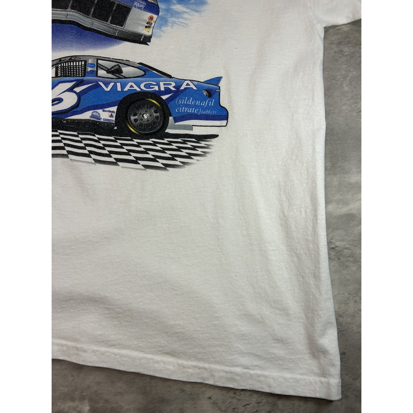 Vintage Mark Martin #6 Viagra Racing Nascar Graphic T-Shirt Size XL White