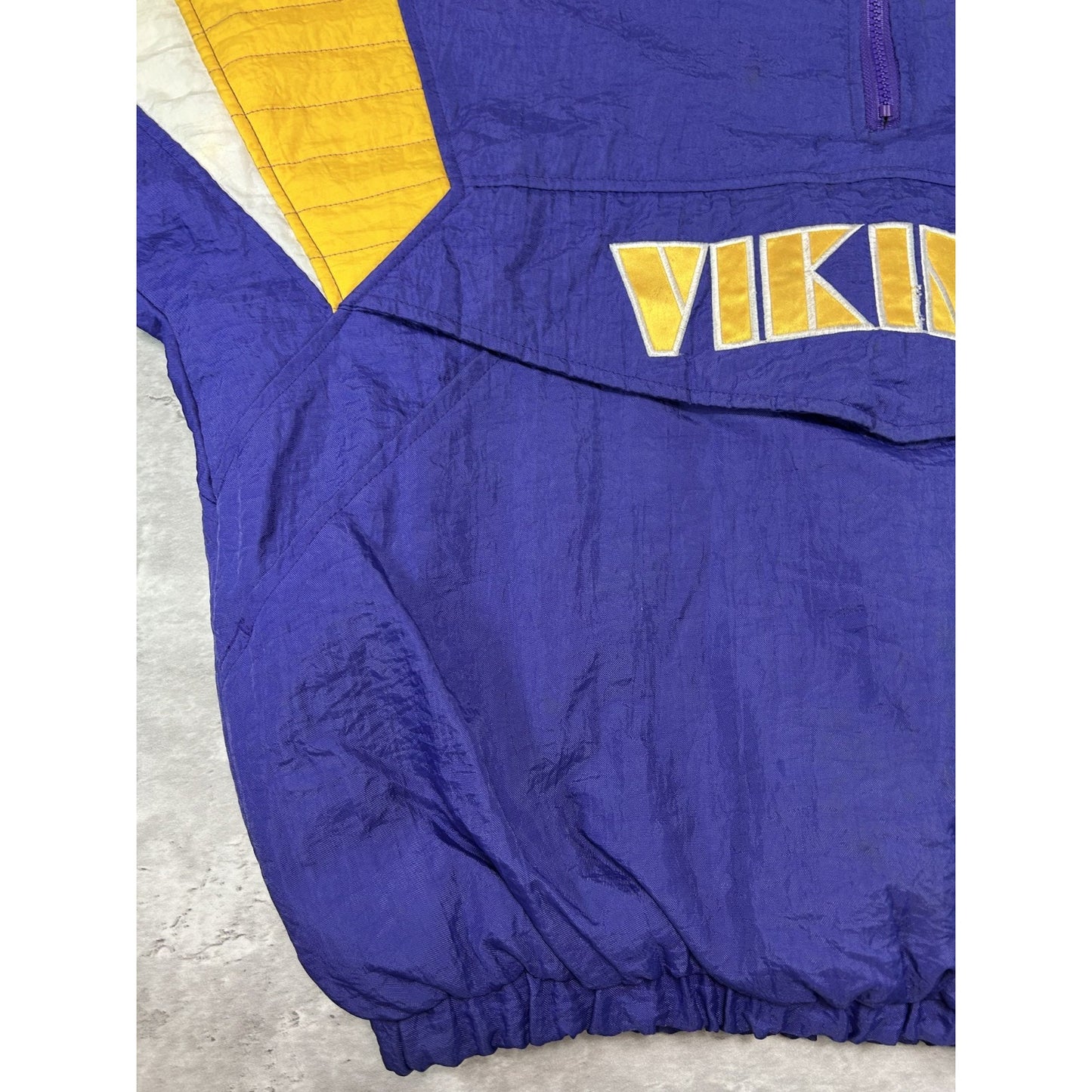 Vintage 90s Minnesota Vikings NFL 1/2 Zip Insulated Starter Jacket Size Large