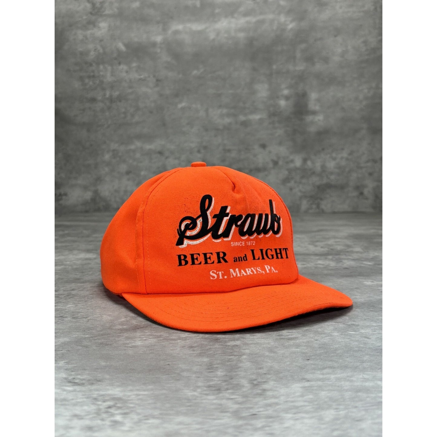 Vintage Straub Beer & Light Graphic Spellout Snapback Hat OSFA Orange