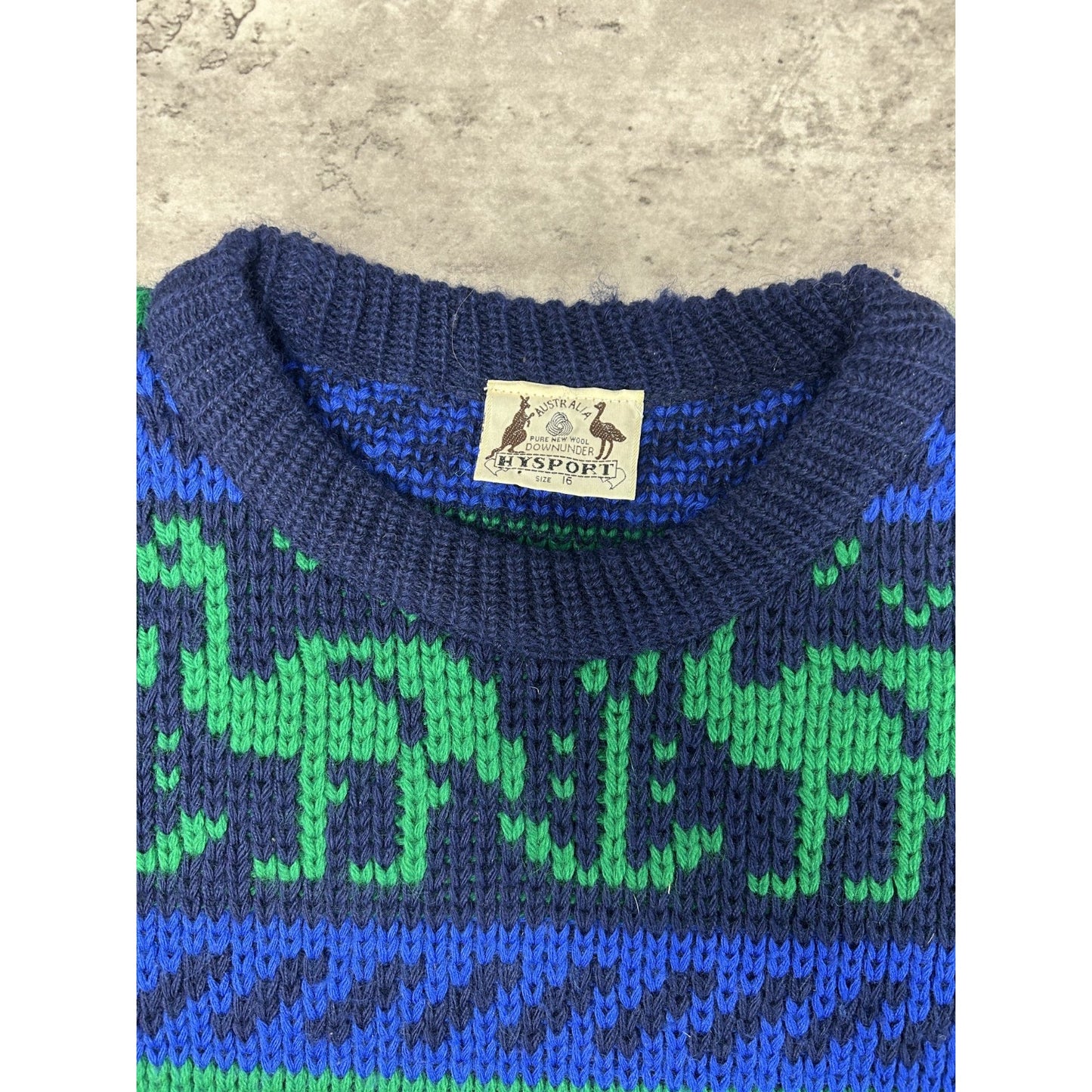 Vintage 90s Hysport Animal All Over Print Striped Pullover Knit Sweater Sz Large