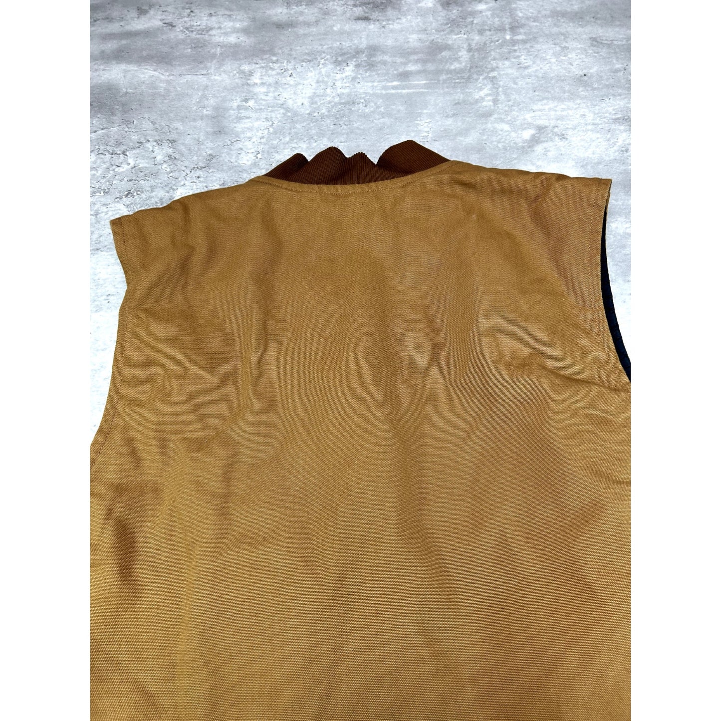 Vintage Carhartt Quilted Lined Canvas Work Wear Vest Size XL V01-BRN Beige