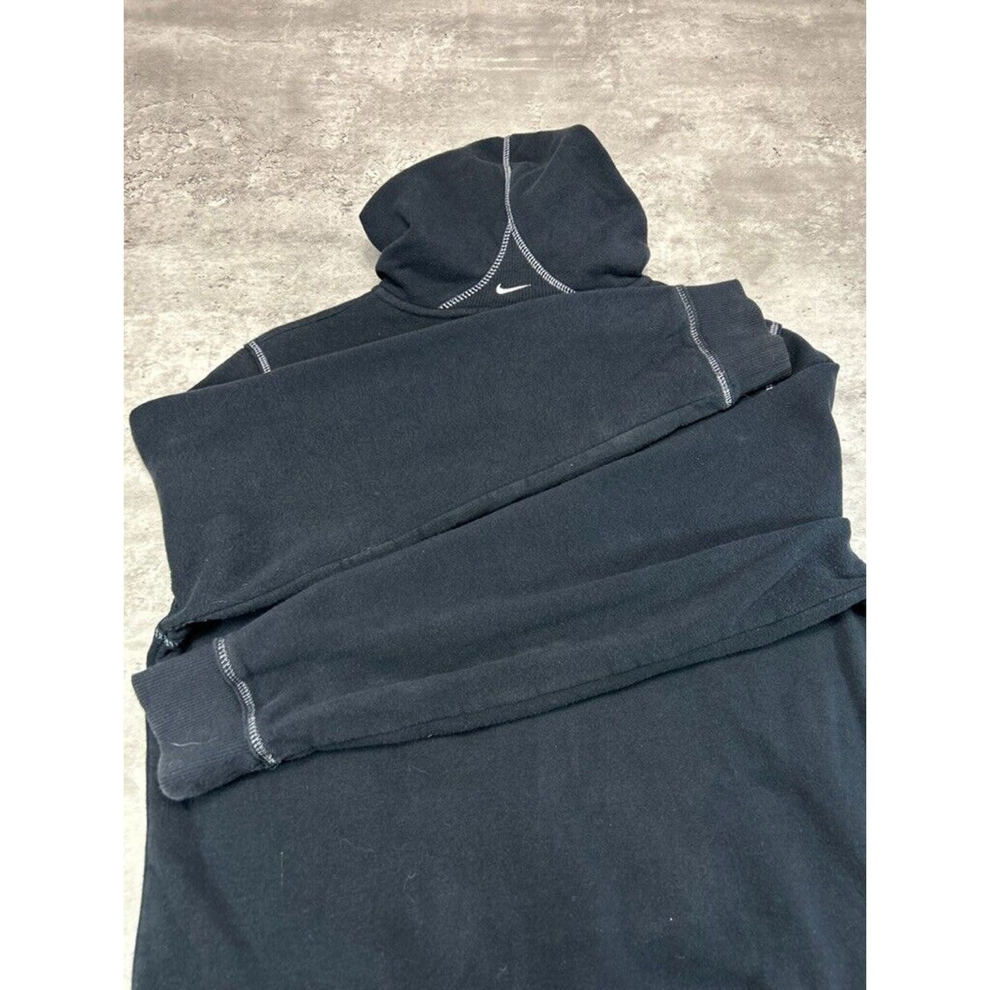 Vintage Womens Nike Embroidered Swoosh Full Zip Hooded Sweatshirt Size XL Black