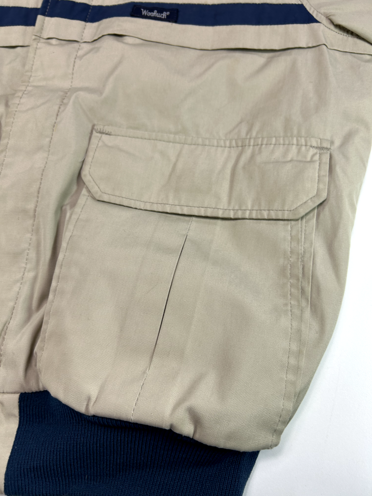 Vintage 80s Woolrich Full Zip Multi Pocket Two Tone Windbreaker Jacket Medium