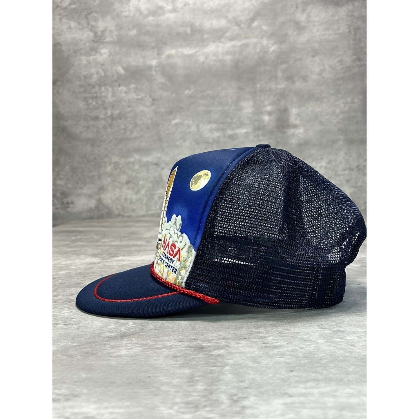 Vintage 1988 Nasa Kennedy Space Center Graphic Trucker Snapback Hat OSFA