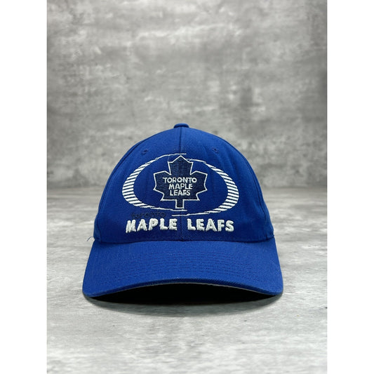Vintage 90s Toronto Maple Leafs NHL Embroidered Logo Starter Strapback Hat OSFA