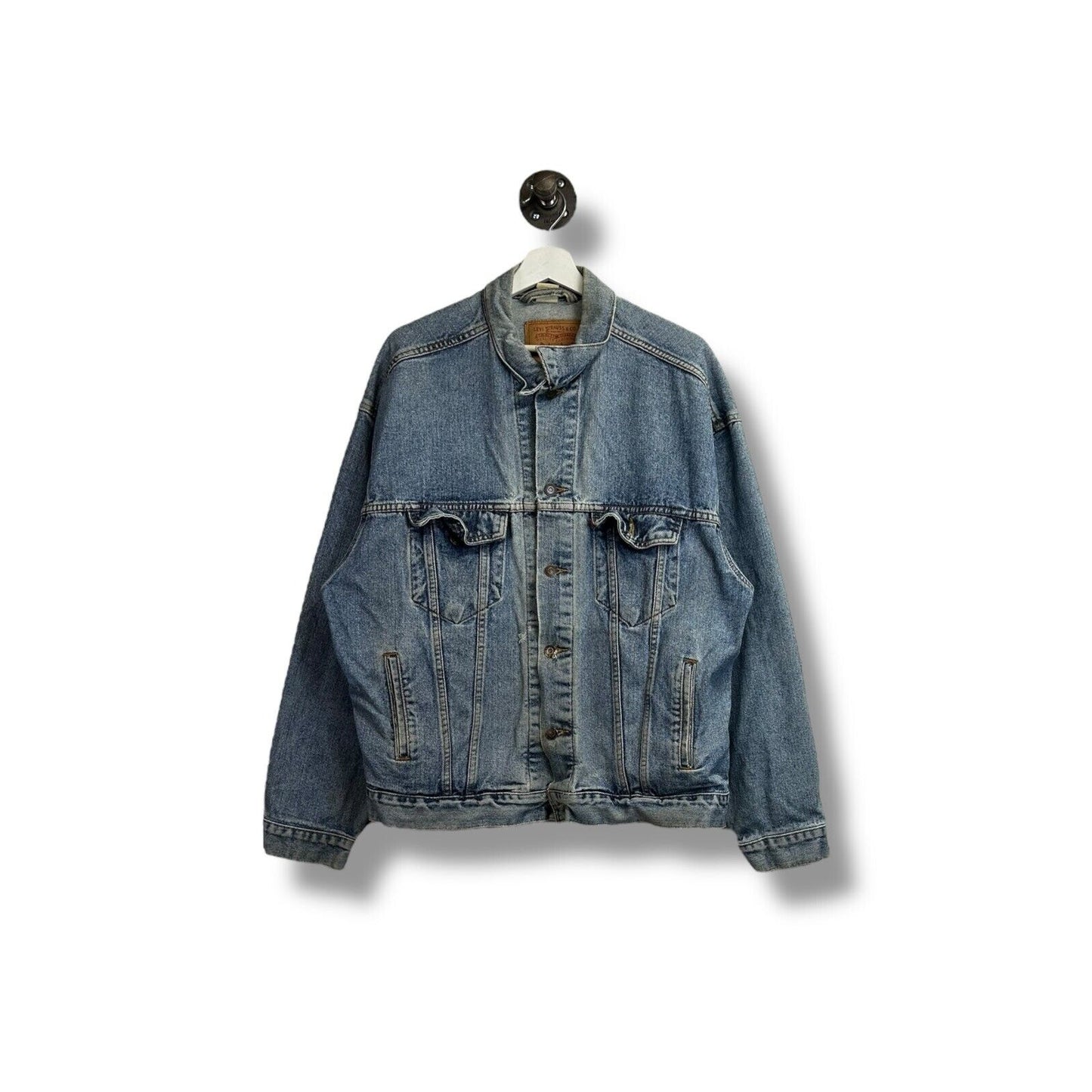 Vintage 90s Levis Red Tab Medium Wash Denim Type 3 Trucker Jacket Size Large