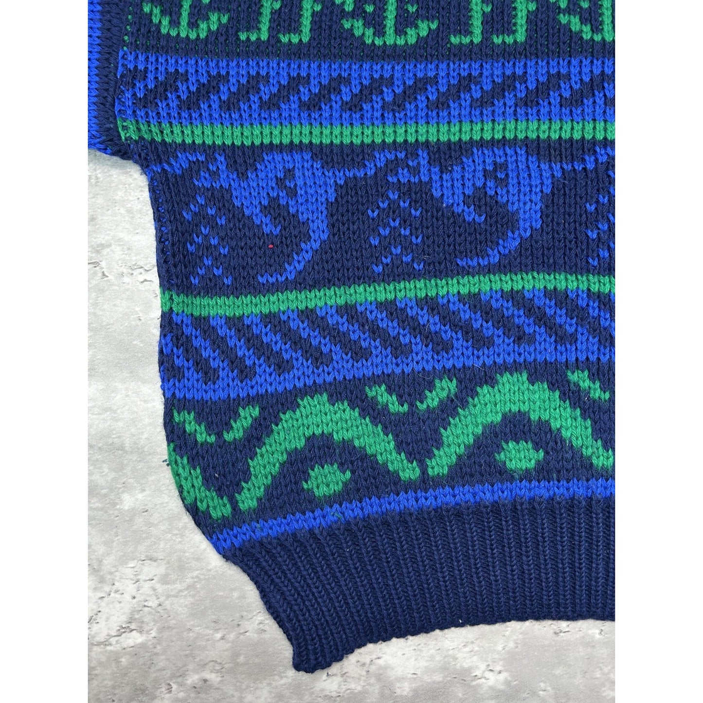 Vintage 90s Hysport Animal All Over Print Striped Pullover Knit Sweater Sz Large