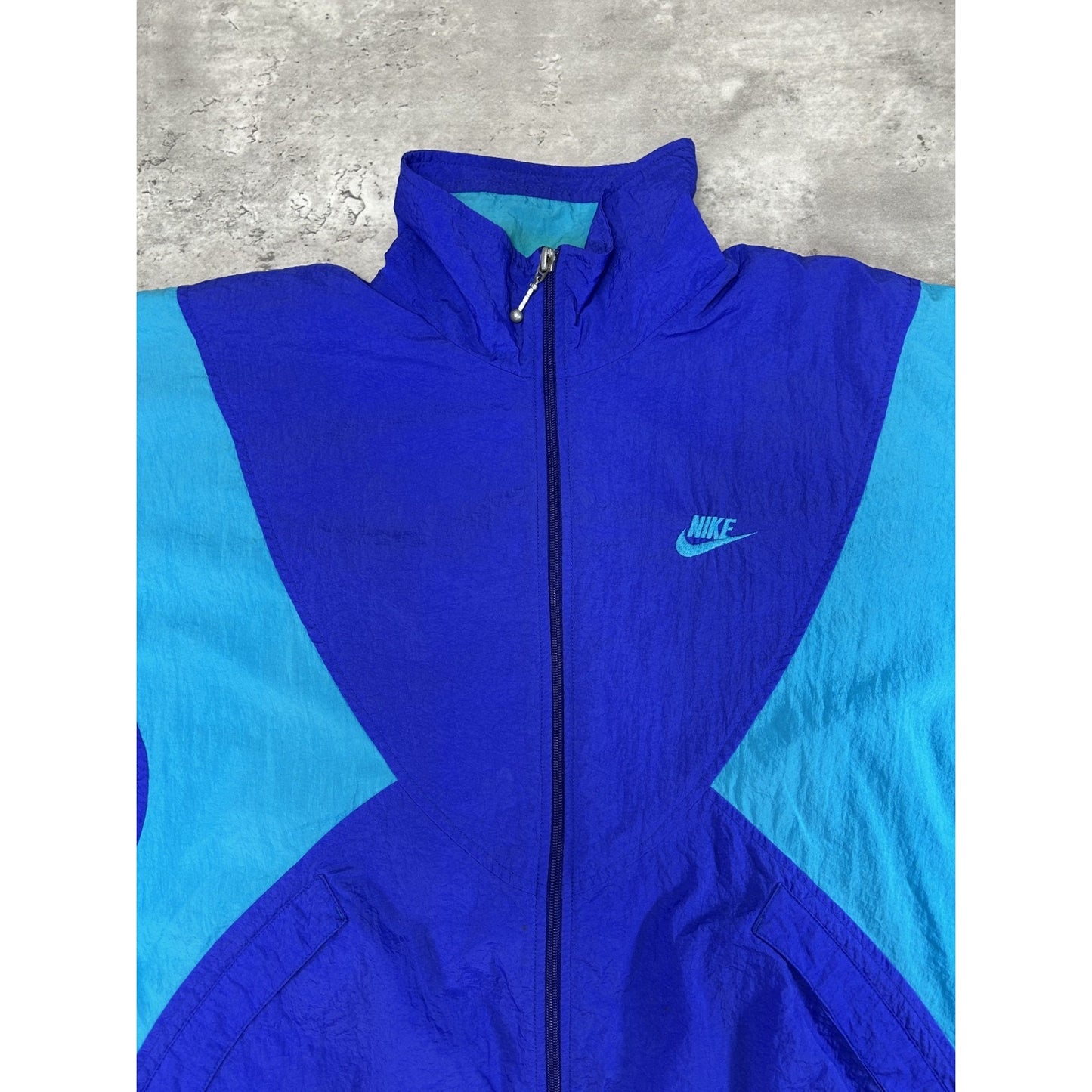 Vintage 80s/90s Nike Embroidered Logo Full Zip Windbreaker Jacket Size Large