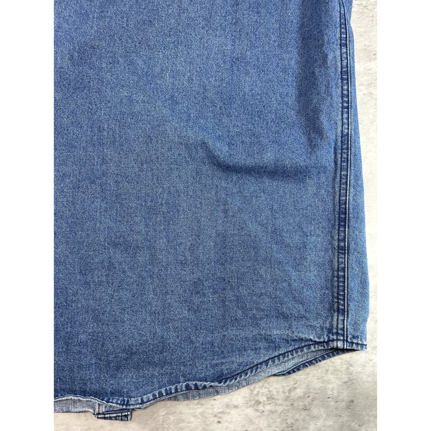 Vintage Y2K Harley Davidson Graphic Logo Denim Button Up Shirt Size Large Blue