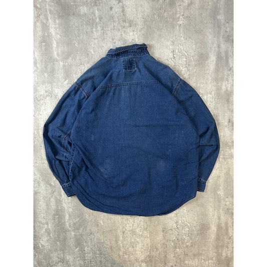 Vintage Levis Red Tab Dark Wash Denim Long Sleeve Button Up Shirt Size XL
