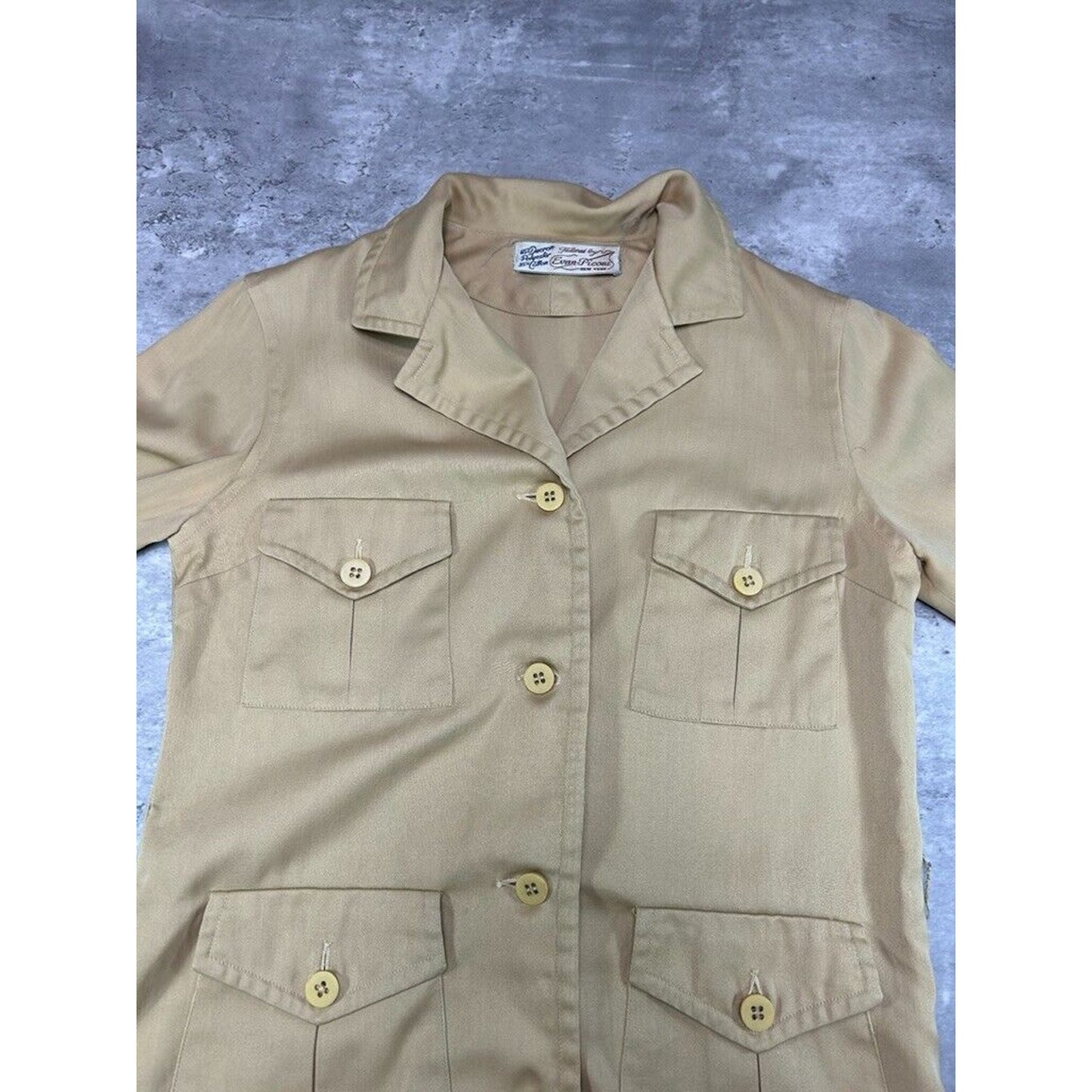 Vintage 1950s/1960s Four Pocket Button Up Shirt Jacket Size Small Yellow