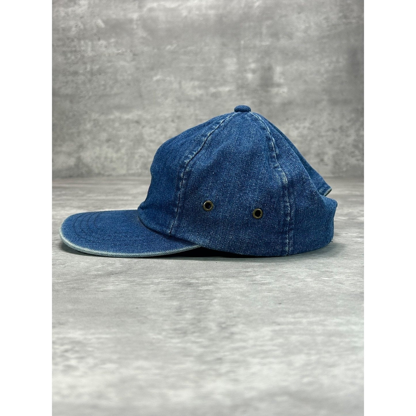 Vintage 90s Tommy Jeans Dark Wash Denim Embroidered Patch Strapback Hat OSFA