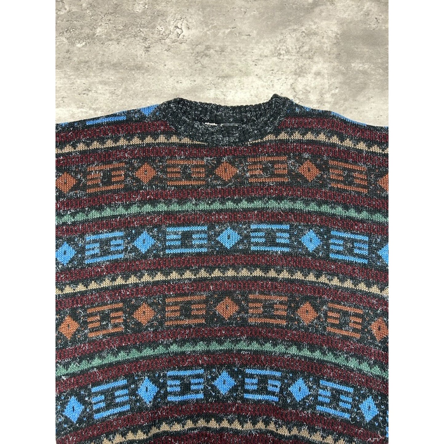 Vintage 80s/90s Kennington Abstract Striped Pullover Knit Sweater Size Large