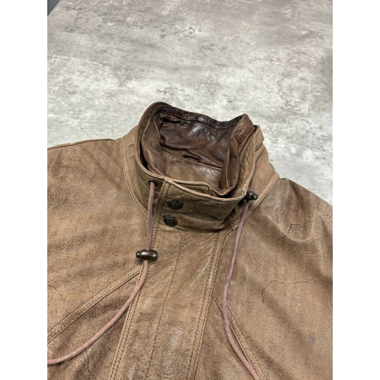 Vintage Adventure Bound Thinsulate Multi Pocket Leather Bomber Jacket Size Large Brown