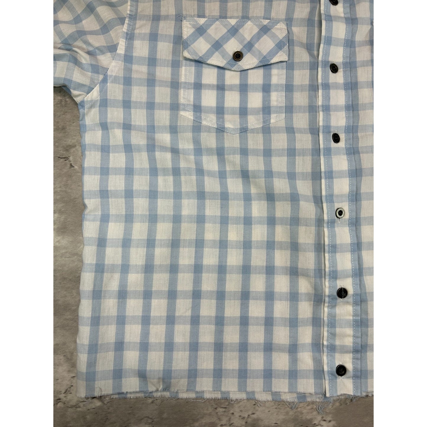 Vintage Y2K Avirex Plaid Short Sleeve Reworked Cropped Button Up Shirt Sz Large