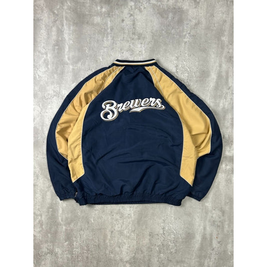 Vintage Milwaukee Brewers MLB Embroidered Logo Windbreaker Jacket Size XL