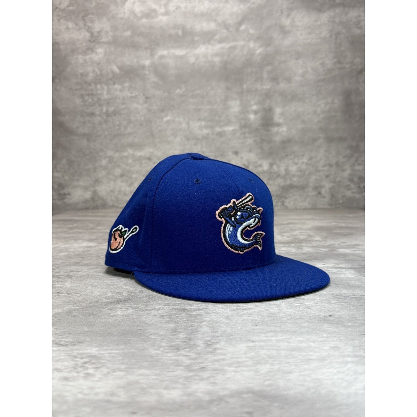 Columbus Catfish MiLB Embroidered Logo Baseball Fitted Hat 7 1/2 Blue