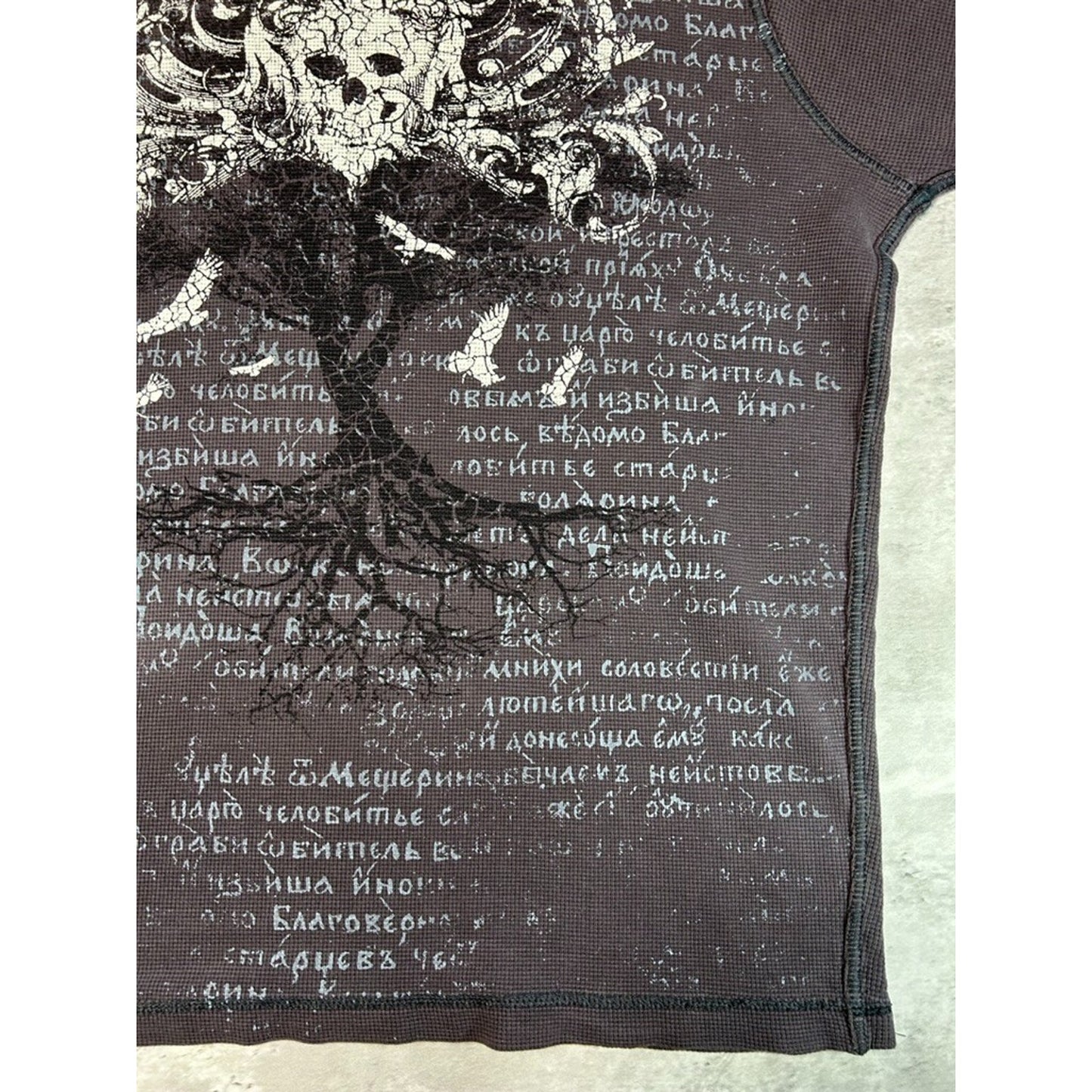 Vintage Y2K Point Zero Waffle Print Long Sleeve Graphic T-Shirt Size Large Gray