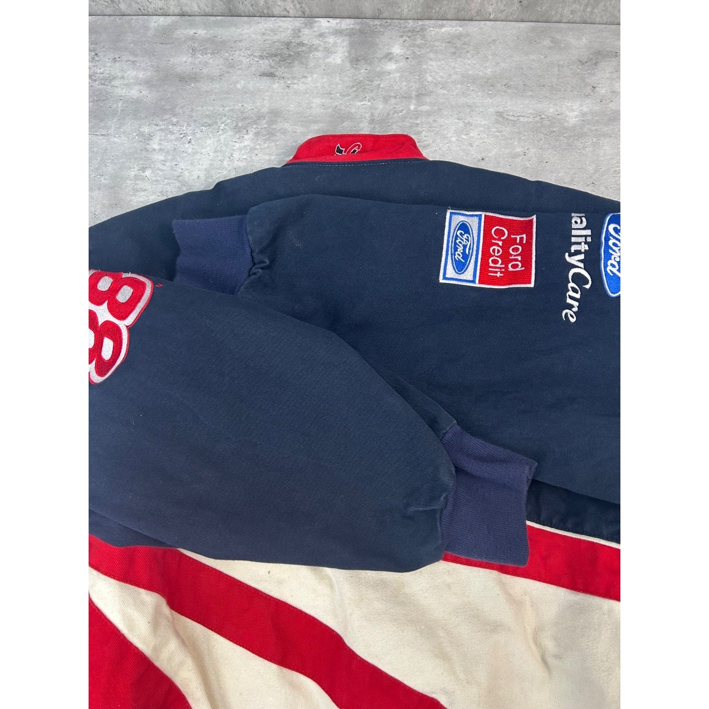 Vintage Dale Jarrett #88 Nascar Embroidered Patches Racing Jacket Size Large