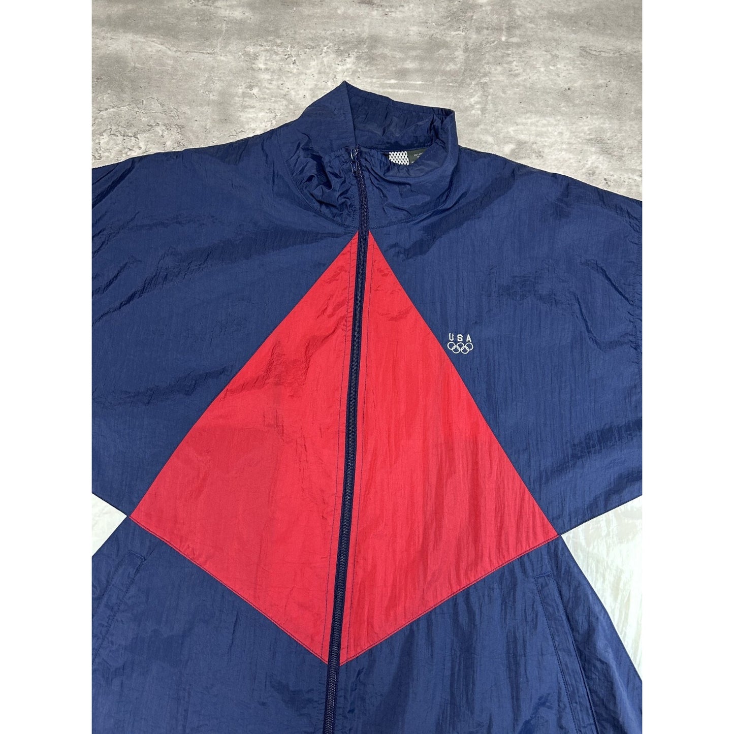 Vintage 90s Team USA Olympics Nylon Full Zip Windbreaker Jacket Size XLT