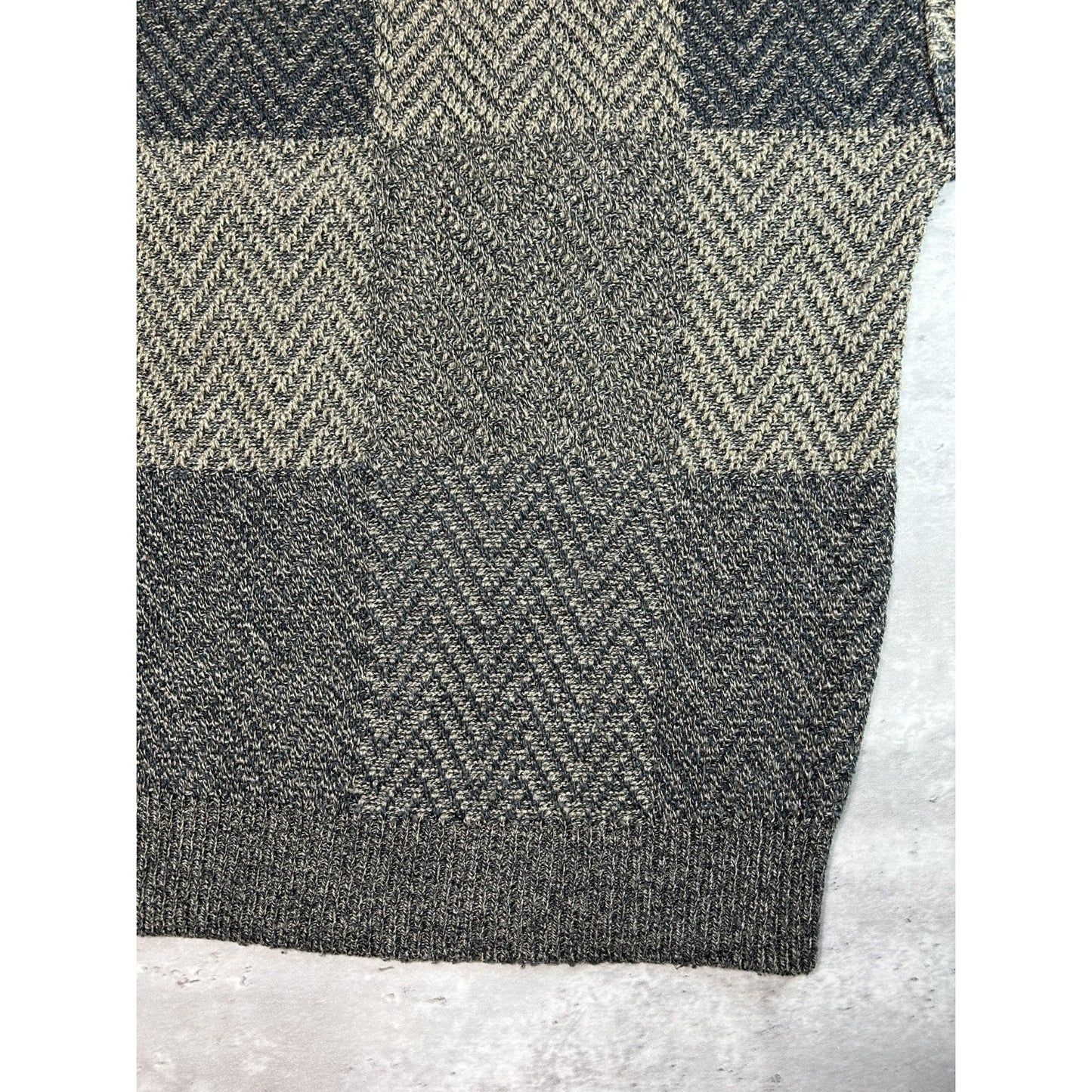 Vintage Towncraft Checkered Print Earth Tone Pullover Knit Sweater Size 2XL