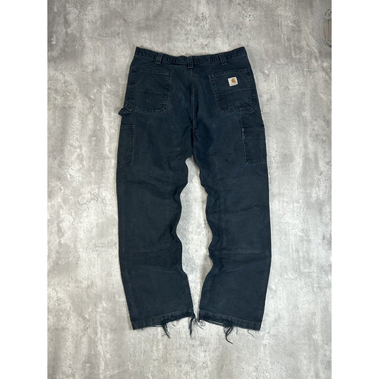 Vintage Carhartt Canvas Workwear Carpenter Double Knee Pants Size 36 Black