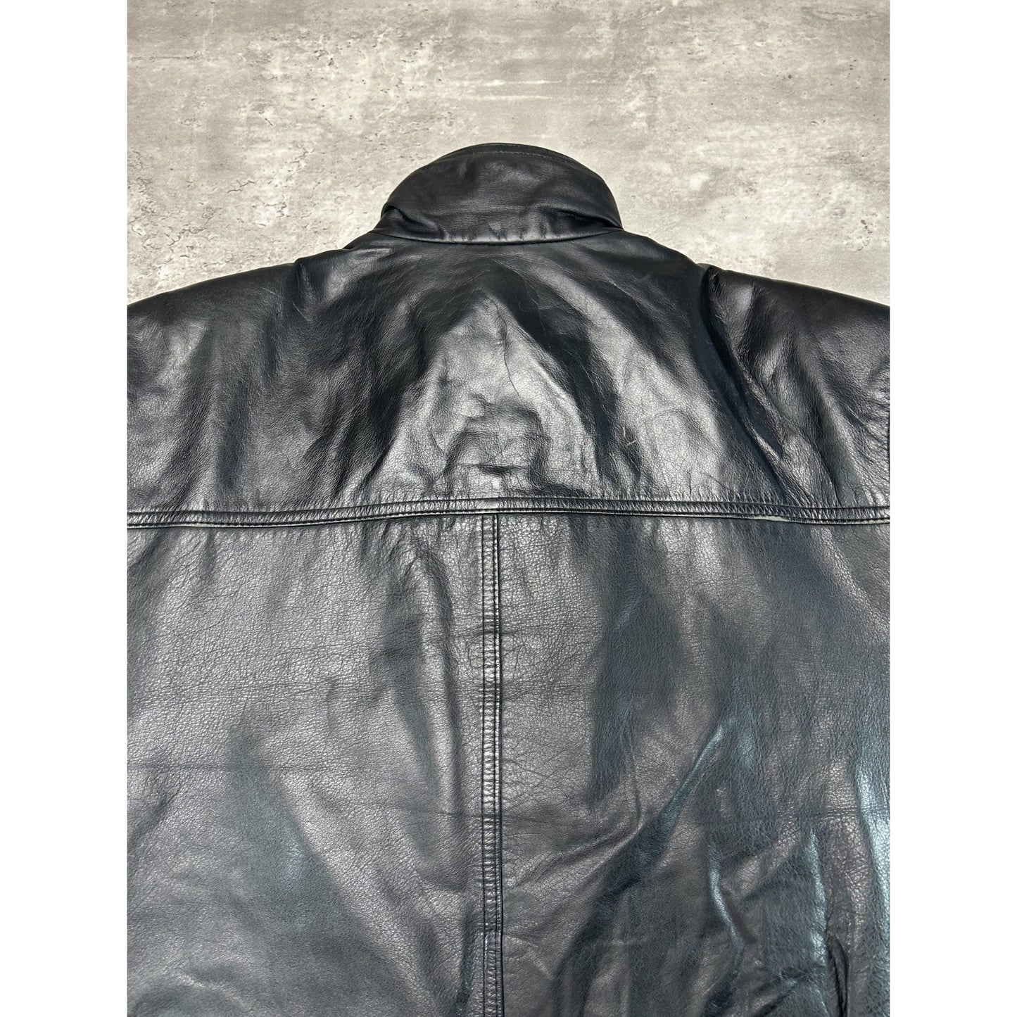 Vintage 90s Danier Full Zip Leather Bomber Jacket Size Small Black
