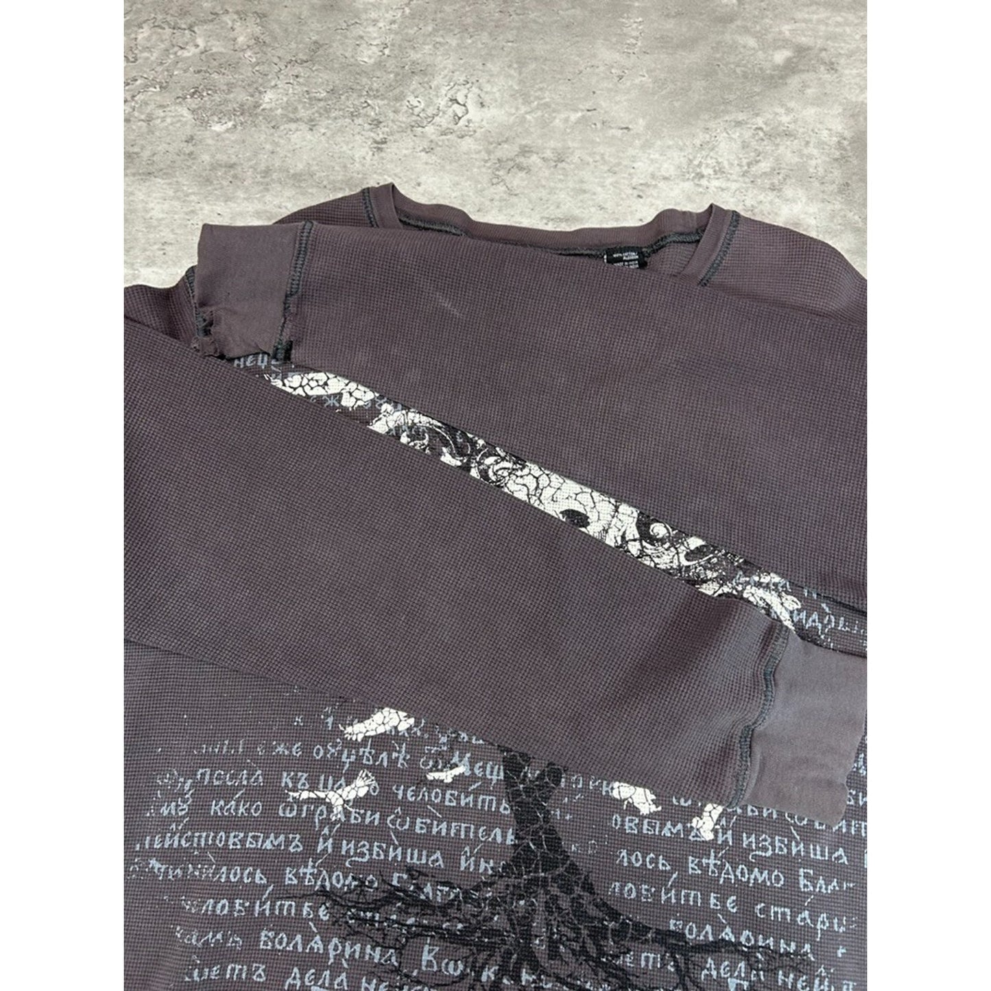 Vintage Y2K Point Zero Waffle Print Long Sleeve Graphic T-Shirt Size Large Gray