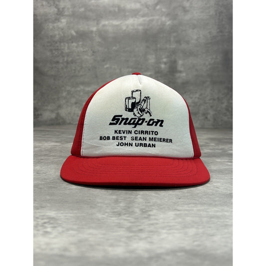 Vintage 90s Snap On Spellout Graphic Foam Two Tone Snapback Hat OSFA