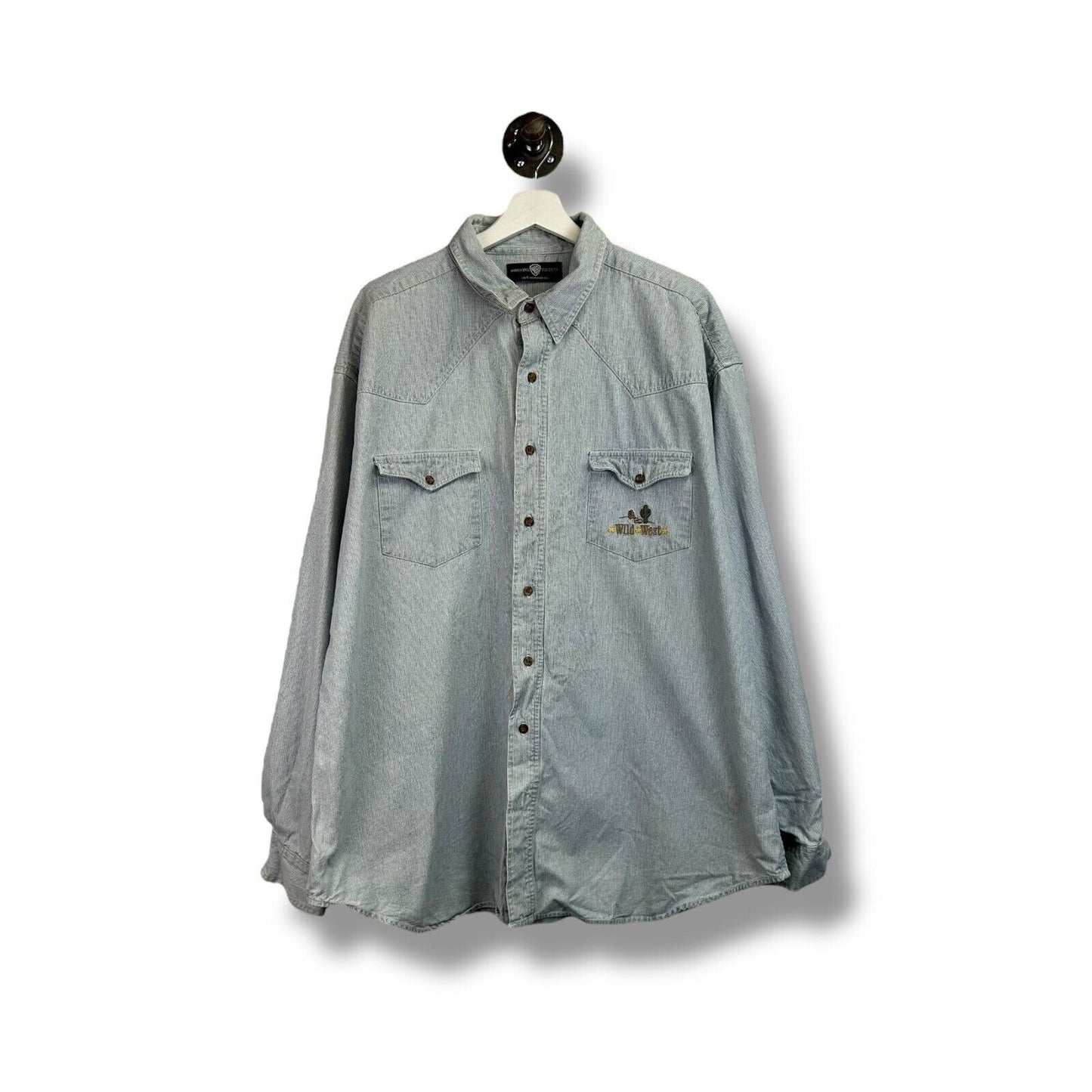 Vintage 1995 LoonEy Tunes Friends Wild West Embroidered Button Up Shirt Size XXL